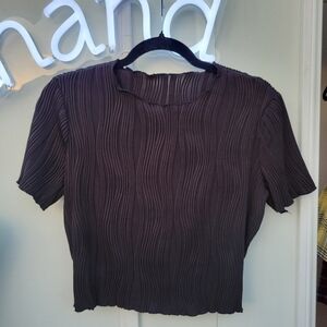 Y2K Textured Black Top Size S